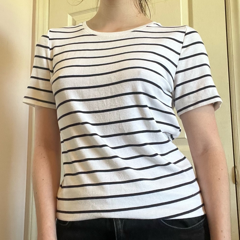Soft Black & White Striped Tee
